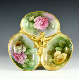 Antipastiera con rose della serie I fioristi - Società Ceramica Richard-Ginori, 1900-1920 circa